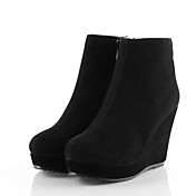 Mode givré cuir à talon compensé Bottes