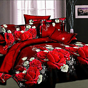 jeu de housse de couette, 4-pièces fleurs d'impression de pétrole antique en plein écran