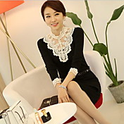 Black Lace Print YGR Femmes Stand cou shirts