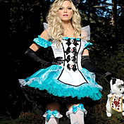 Deluxe Alice et lapin blanc et costume de satin bleu robe de femmes