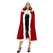 Satin rouge de Noël manteau à capuchon de femmes