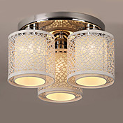 Lustre à 3 Lumières,, moderne galvanoplastie Concise Verre Fer