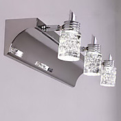 Cristal Ampoule LED Inclus Bathroom Wall Lamp, 3 lumière, moderne galvanoplastie métallique