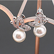 Papillon blanc perle Boucles d'oreilles Miss U Femmes