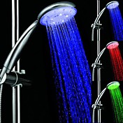 7 Colors Rounded LED Light Top Spray Shower Head Bathroom Showerheads with Chrome Coated