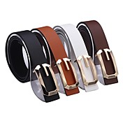 Unisex's Metal Buckle Faux Leather Belt (4 Colors) 