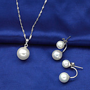 Sterling Silver incroyable avec des bijoux de perle d'imitation de mariée mariage Set (y compris le collier, boucles d'oreilles)