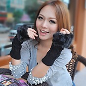 [XmasSale]long paragraphe des femmes tricoté mitaine faux de fourrure