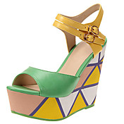 Heel Wedge bride arrière Sandales Chaussures similicuir femmes (plus de couleurs)