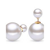 Argent sterling élégant et boucles d'oreilles de Blanc Imitation femmes perle ronde