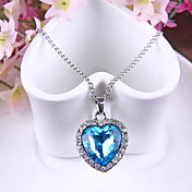 coeur bleu de l'océan cristal titanesque collier pendentif avec chaîne