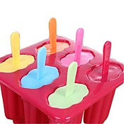 6 Coupes Forme générale Popcicle Moules Plateau, Safe Food Matériau PP, couleur aléatoire