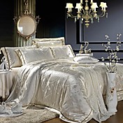 xanlenss 4 pièces jacquard beige housse en coton couette