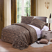 huani® housse de couette, 3 pièces polyester jacquard style traditionnel café floral