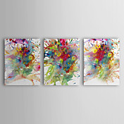 peinture à l'huile abstraite peinture colorée avec étiré ensemble de 3 toiles peintes à la main cadre