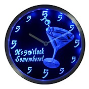 It's 5 O'clock Somewhere Cocktails Bar Beer Gift Neon LED Wall Clock (nc0459) 