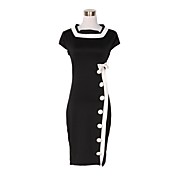 Blanc bowknot unique poitrine robe noire de la femme