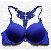 Women's Lace Y Collar Embroidery Pure Color Seamless Glaze Bra