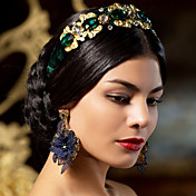 Superbe alliage avec Dark Blue Fleur de dentelle et les boucles d'oreille de perle d'imitation femmes