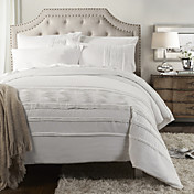 Housse de couette 3-pièces 100% coton classique broderie blanche