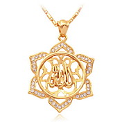 u7® ilamic charme pendentif plaqué or 18k allah wa collier rhinetone religiou bijoux mulim