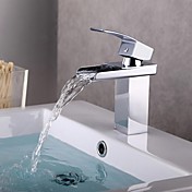 Poignée contemporaine Chrome Un trou de robinet d'évier cascade salle de bains