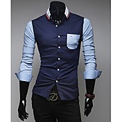 Gloire col de chemise à manches longues de couleur de contraste Chemise décontractée