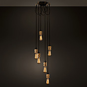 conception cru lumière pendentif rétro industrielle 6 lumières