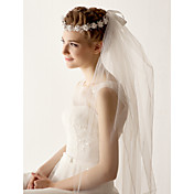 Two Tier Tulle Fingertips Wedding Veil With Flower