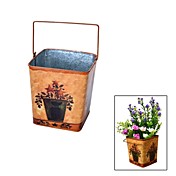 Fer Forgé style rustique, Carré Steel Drum Vase de fleurs