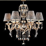 [XmasSale]6 Lights,Decorative Crystal Chandelier In Cognac Color With Lamp Shade , Crystal & Glass