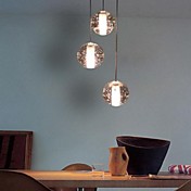Lumière moderne pendentif en cristal, 3 Lumière, Boule de cristal de métallisation.