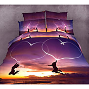 Shuian® Duvet Cover Set, 4 Piece Suit Comfort Simple Modern Ventilation Printed  3D Pattern Full