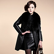 YIFULU Long Sleeve Slim Fashion Temperament Elegance V-Neck Fur Overcoats