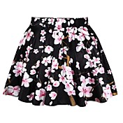 PinkQueen Women's Spandex Plum Blossom Printed Pleated Skirt