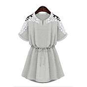 GGN Women's Short Sleeve Jacquard Lace Dress