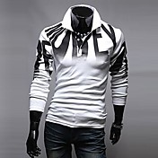 lesen mode de revers lettre mince hommes imprimer à manches longues occasionnels t-shirt o