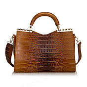 BlKl crocodile en cuir de mode sac à main sac à main brevet modèle (brun)