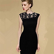 SSMN Women's Sloping Shoulder Lace Hollow Out Dress