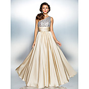 TS Couture Prom / Military Ball / Formal Evening Dress - Champagne Plus Sizes / Petite Sheath/Column One Shoulder Floor-length Satin Chiffon