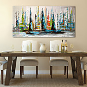 peinture à l'huile paysage bateau à voile avec cadre étiré prêt à accrocher toile peinte à la main