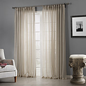 Beige Solid Minimalist Elegant Sheer (Two Panels)