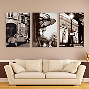 Stretched Canvas Art Landscape City Leisure Time Set of 3