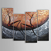 Peinture à l'huile réalisée à la main abstraite sur canevas tendu - Set de 4