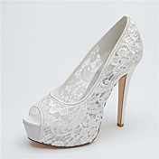 Pompes plate-forme de chaussures peep toe talon aiguille dentelle des femmes chaussures de mariage plus de couleurs disponibles