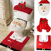Christmas Home Decoration Santa Claus Toilet Lid Cover with Mat And Water Tank Cover
