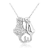 Qianzi Women's Rhinestone Temperament Zircon Cat Necklace