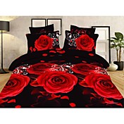 Shuian® Duvet Cover Set,4 Piece Suit 3D Oil Painting Bedding Sets Cotton Printed Bedclothes Bed Linens Sheet Sets