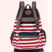 Women's Unisex Backpack Canvas Stripe Leisure Bags School Bag
