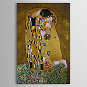 Oil Paintings Kiss by Gustav Klimt  Hand-painted Canvas with Gold Foil Ready to Hang